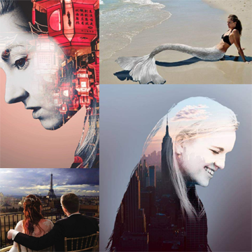 Mosaic of art I have created unclusing compositions and double exposures